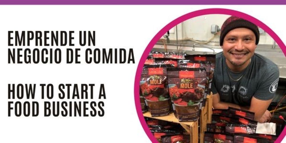 Smiling man with food with words how to start a food business