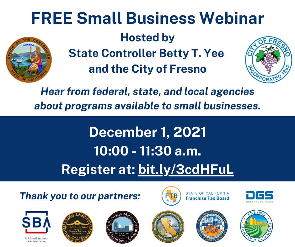 info regarding December 1 Fresno SBA webinar