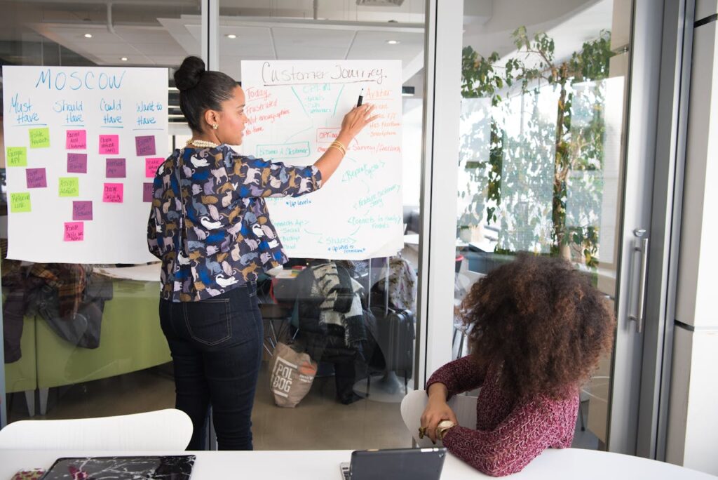 woman at whiteboard